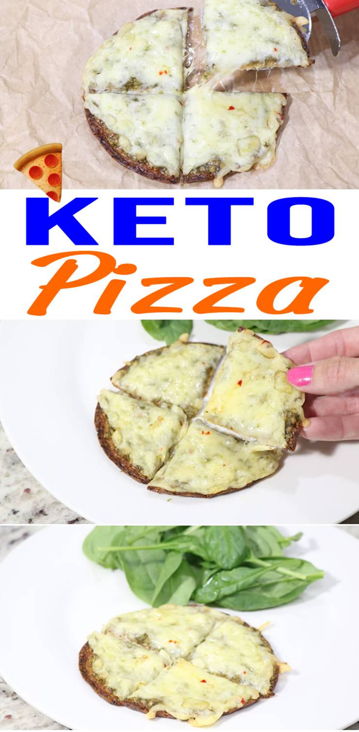 3 Ingredient Keto Pizza - The BEST Low Carb Pesto & Cheese Pizza Recipe - Super Easy - 10 Minute Keto Meal-1