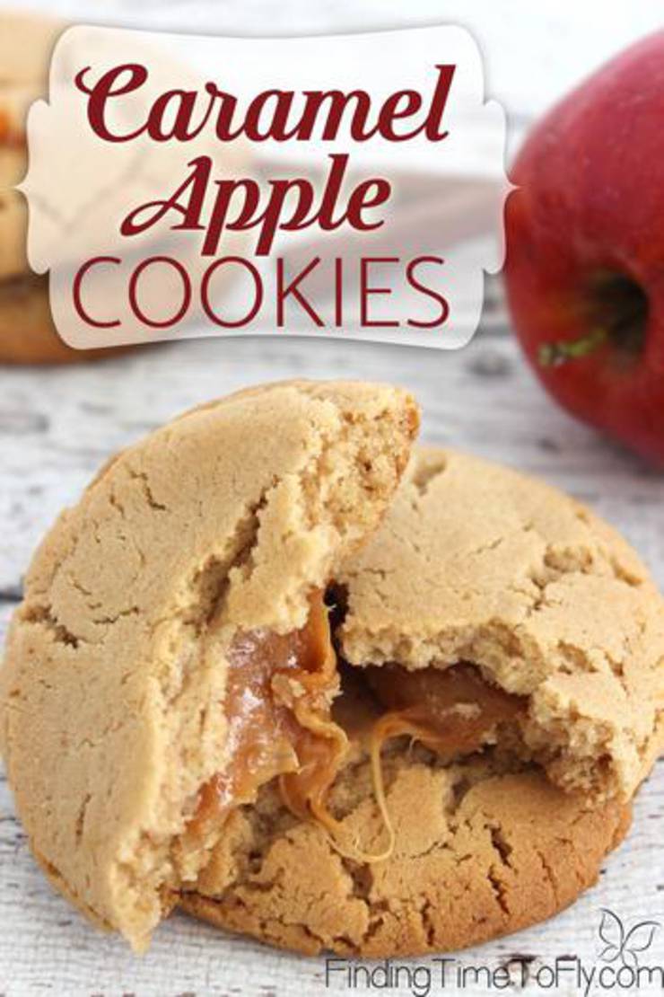 Caramel Apple Cookies! Delicious Caramel Apple Dessert - Simple & Easy Recipes For Fall Treats & Parties Families & Kids Will Love