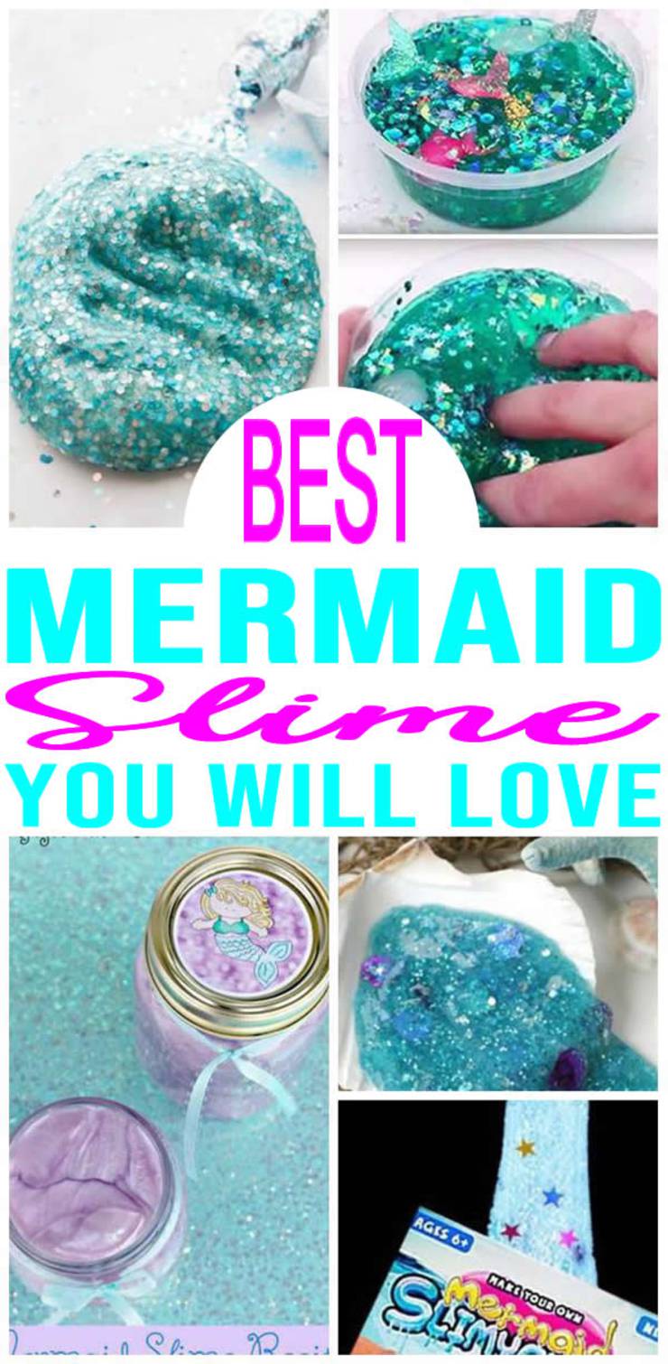 BEST Mermaid Slime Recipes! Easy Slime Ideas - DIY - How To Make - Quick & Simple Homemade Mermaid Slime - Fluffy - Glitter - Kids Birthday Party Favors
