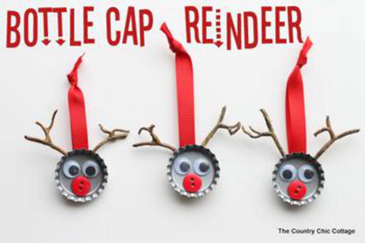 Bottle Cap Reindeer Kids Craft