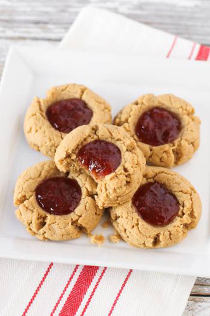 Vegan Peanut Butter And Jelly Thumbprint Cookies