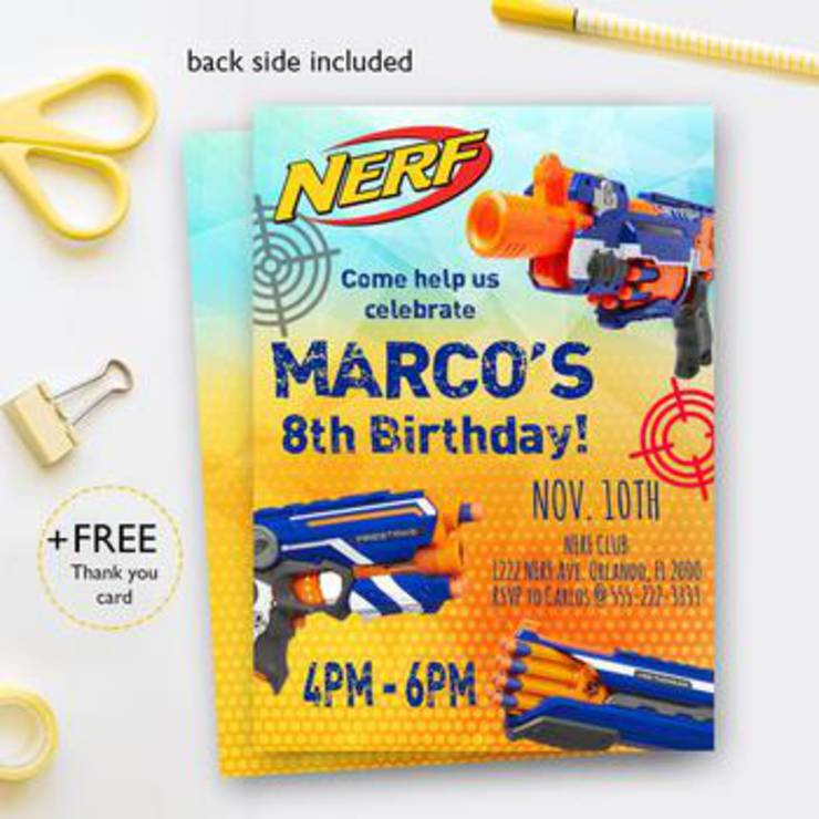 Nerf Party Invitations