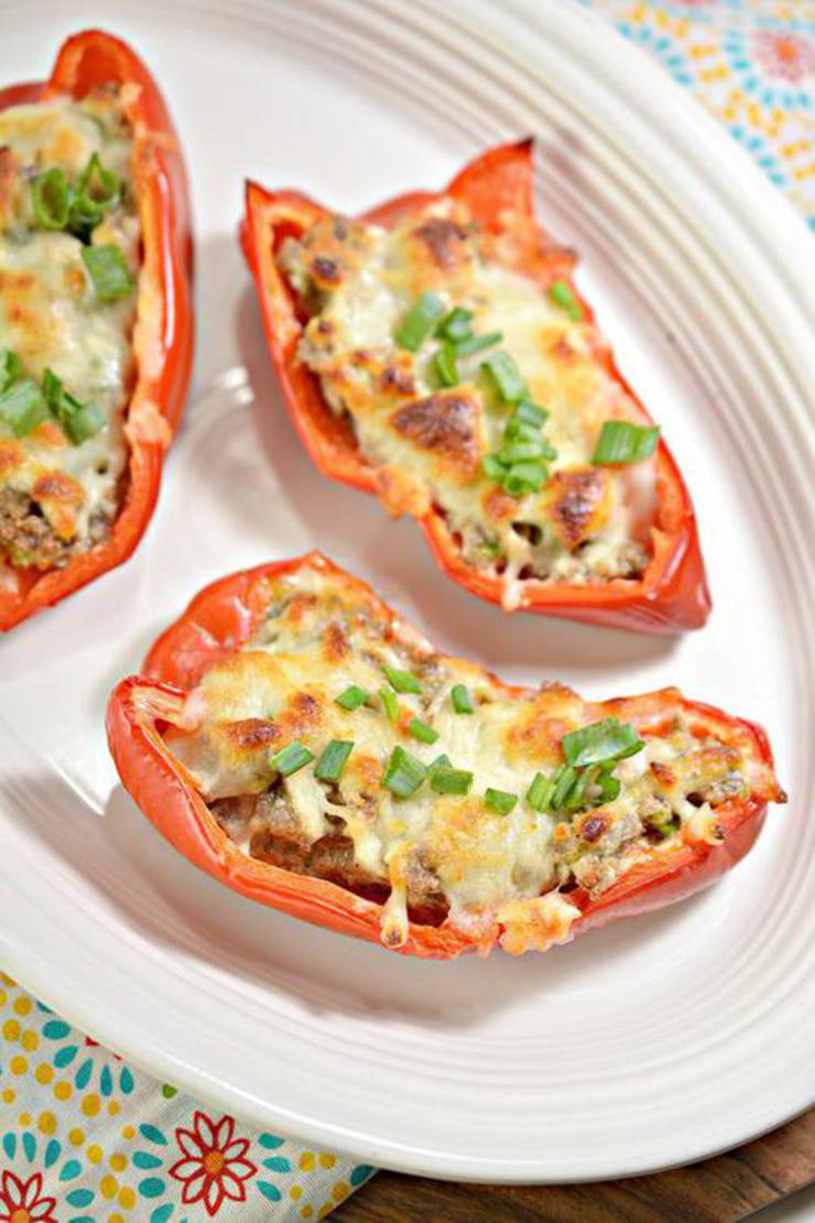 Keto Veggie Pepper Boats With Sausage