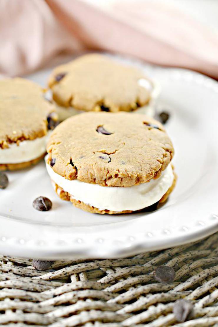 Keto Peanut Butter Cookies – BEST Chocolate Chip Peanut Butter Cookie Ice Cream Sandwich Recipe – {Easy} NO Sugar Low Carb Recipe – Desserts – Snacks