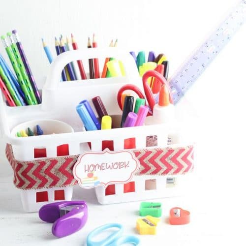 DIY Dollar Store School Organization – Easy DIY Crafts – Simple Homework Station or Homeschool Organization - DIY Projects For School Supplies – Dollar Tree Hacks