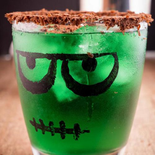 Alcoholic Drinks – BEST Frankenstein Halloween Margarita Recipe – Easy and Simple On The Rocks Alcohol Drinks