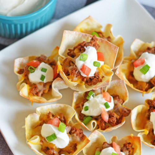 Easy Taco Wonton Cups – Best Homemade Ground Beef Recipe – Appetizers – Dinner – Party Food – Quick – Simple