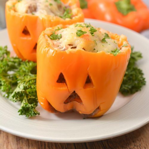 EASY Keto Low Carb Jack O Lantern Stuffed Peppers Idea – Halloween - Gluten Free - Quick – Healthy – BEST Recipe