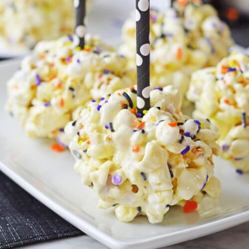 Halloween Popcorn Balls – BEST Halloween Recipe – {Easy} Party Food - Desserts
