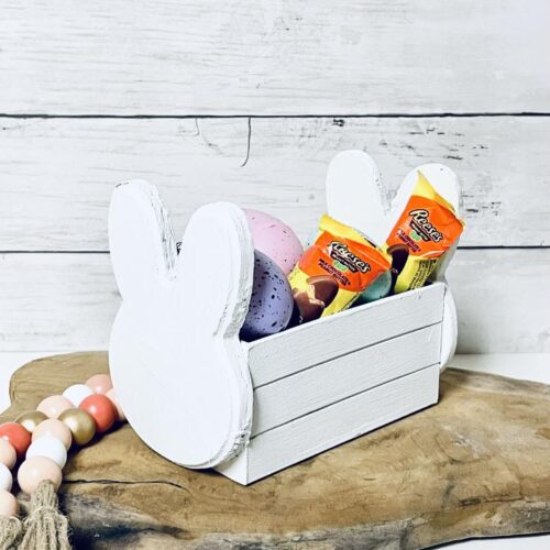 DIY Dollar Tree Farmhouse Bunny Crate - Easy Easter Spring Dollar Store Craft Projects