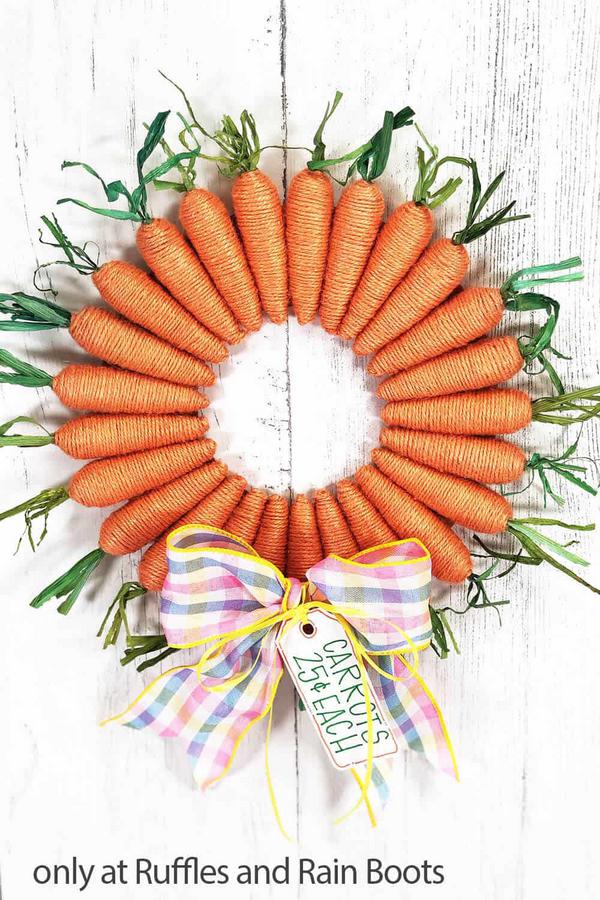 Diy Farmhouse Carrot Wreath - Ruffles And Rain Boots