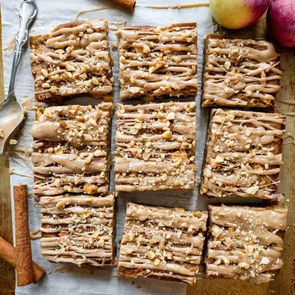 Apple Blondies With Walnuts And Cinnamon Brown Butter Glaze